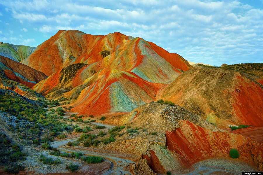 "View of colourful rock formations at the Zhangye Danxia Landform Geological Park in Gansu Province, China, 22 September 2012."