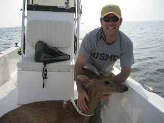 Dois caras resgatam um veadinho no barco deerfishing4 | Animais | animais, bizarro, estranhos, incrível, notícia