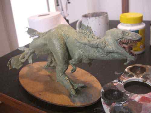Aqua Rex 4 - Finalização e pintura CIMG0617 | Arte | dicas, dinossauro, escultura, massa, monstro