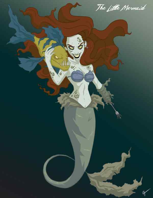 Princesas da Disney repaginadas Ariel da Disney como criatura das profundezas do oceano