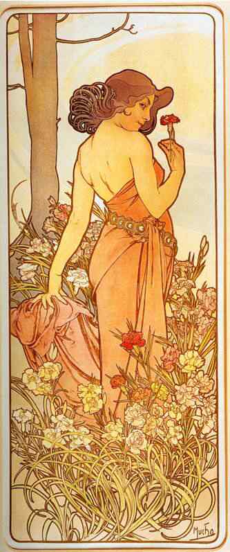 Alphonse-Mucha-art-gallery-Carnation-From-The-Flowers-Series Alphonse Mucha art gallery Carnation From The Flowers Series | Arte | Arte, digital, ilustração, photoshop, pintura