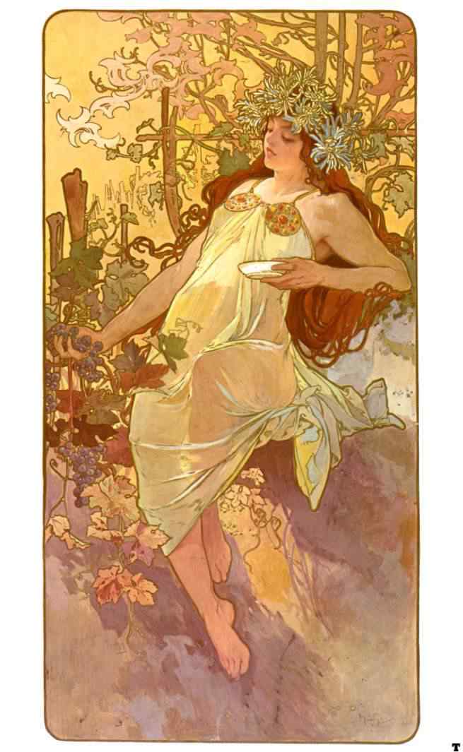 alphonse_mucha_autumn alphonse mucha autumn | Arte | Arte, digital, ilustração, photoshop, pintura