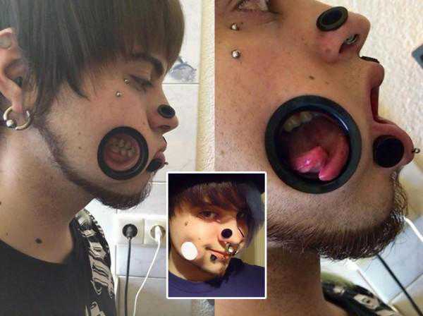 Conheça Joel Miggler, o recordista de... Pessoa com mais buracos na cara joel-miggler-flesh-tunnels2-600x448