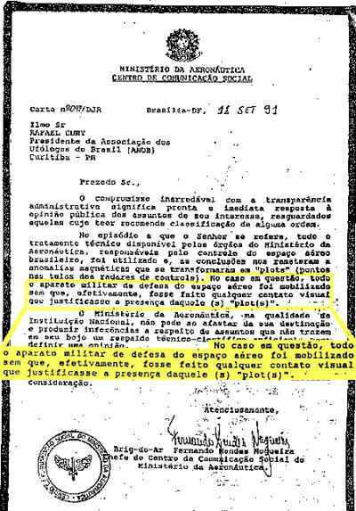 As fitas de audio da FAB - A noite oficial dos Ufos CARTA NOITE OFICIAL DOS OVNIS
