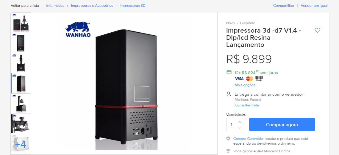 Mais uma impressora 3d no arsenal. Estamos evoluindo! Impressora 3d d7 V1.4 Dlp lcd Resina Lançamento R 9.899 00 em Mercado Livre | Arte | escultura, impressora, modelos, prototipagem, resina, Wanhao